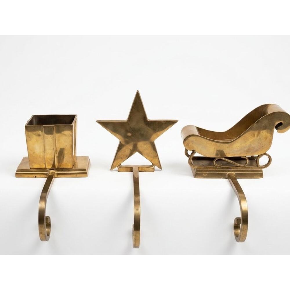 VTG Williams-Sonoma Present Star Sleigh 3D Holiday Rustic Solid Brass Hold Every